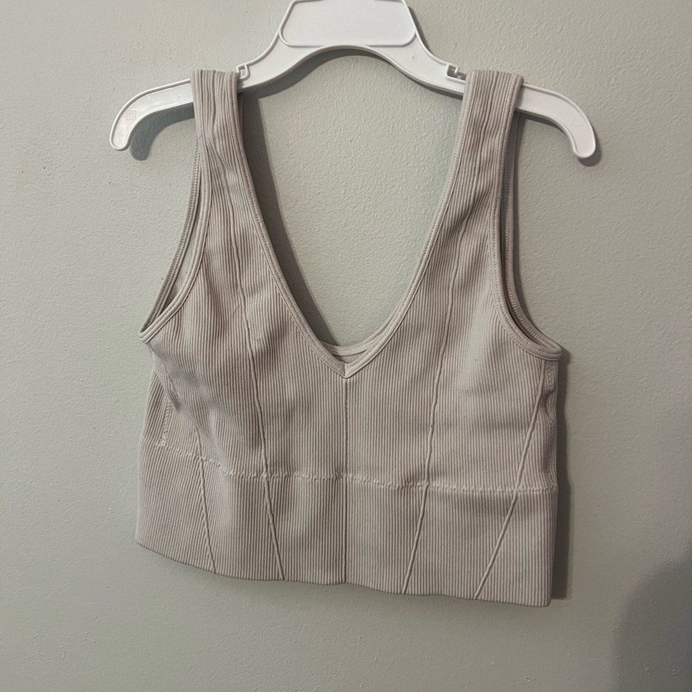 Gilly Hicks Tan Cream Bustier Crop Tank Top